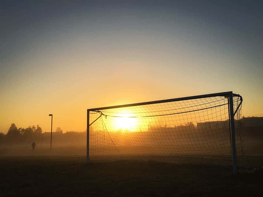 Sunrise Soccer Goal Field Fog Wallpaper