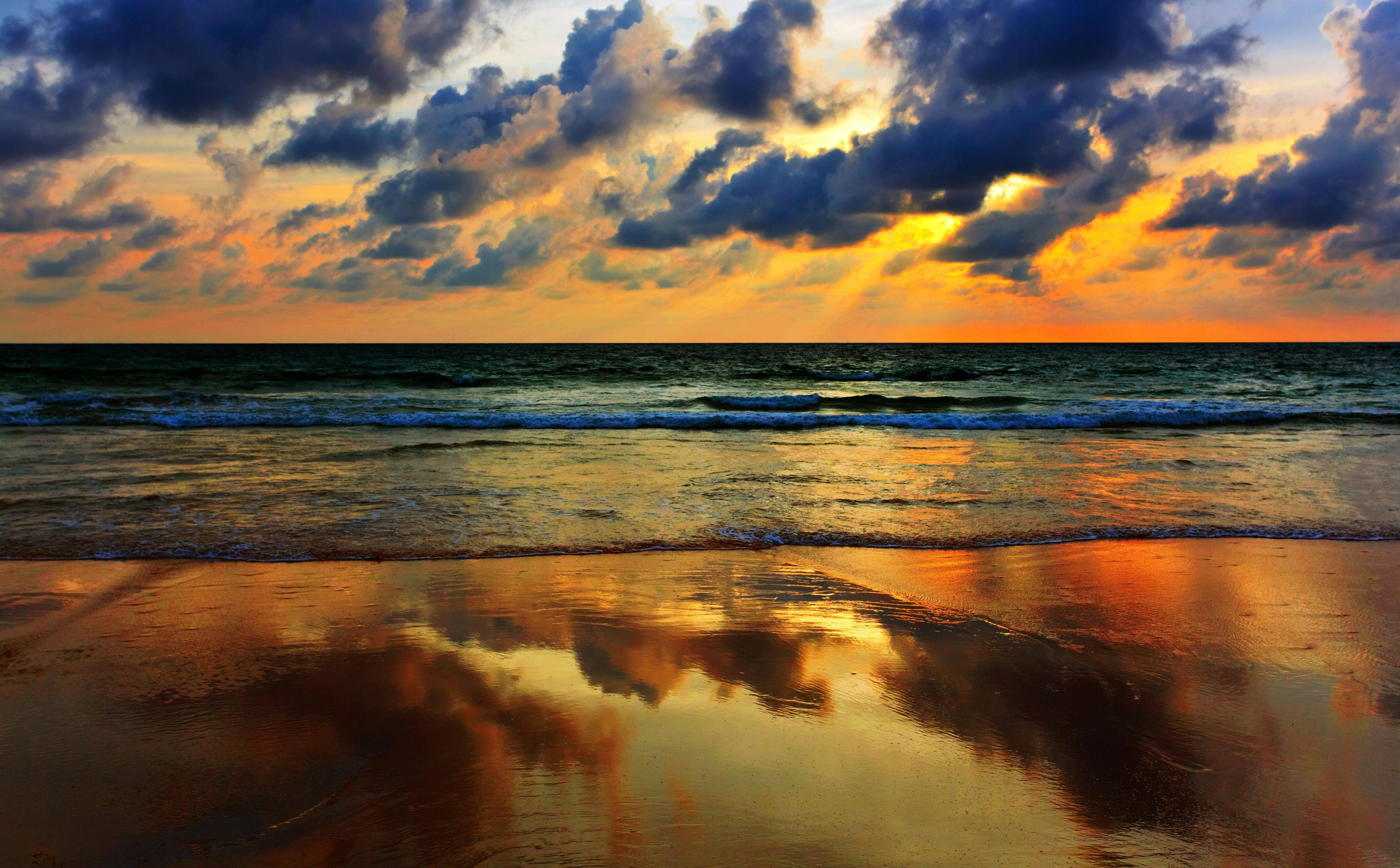 Sunset Beach High Resolution Clouds Wallpaper