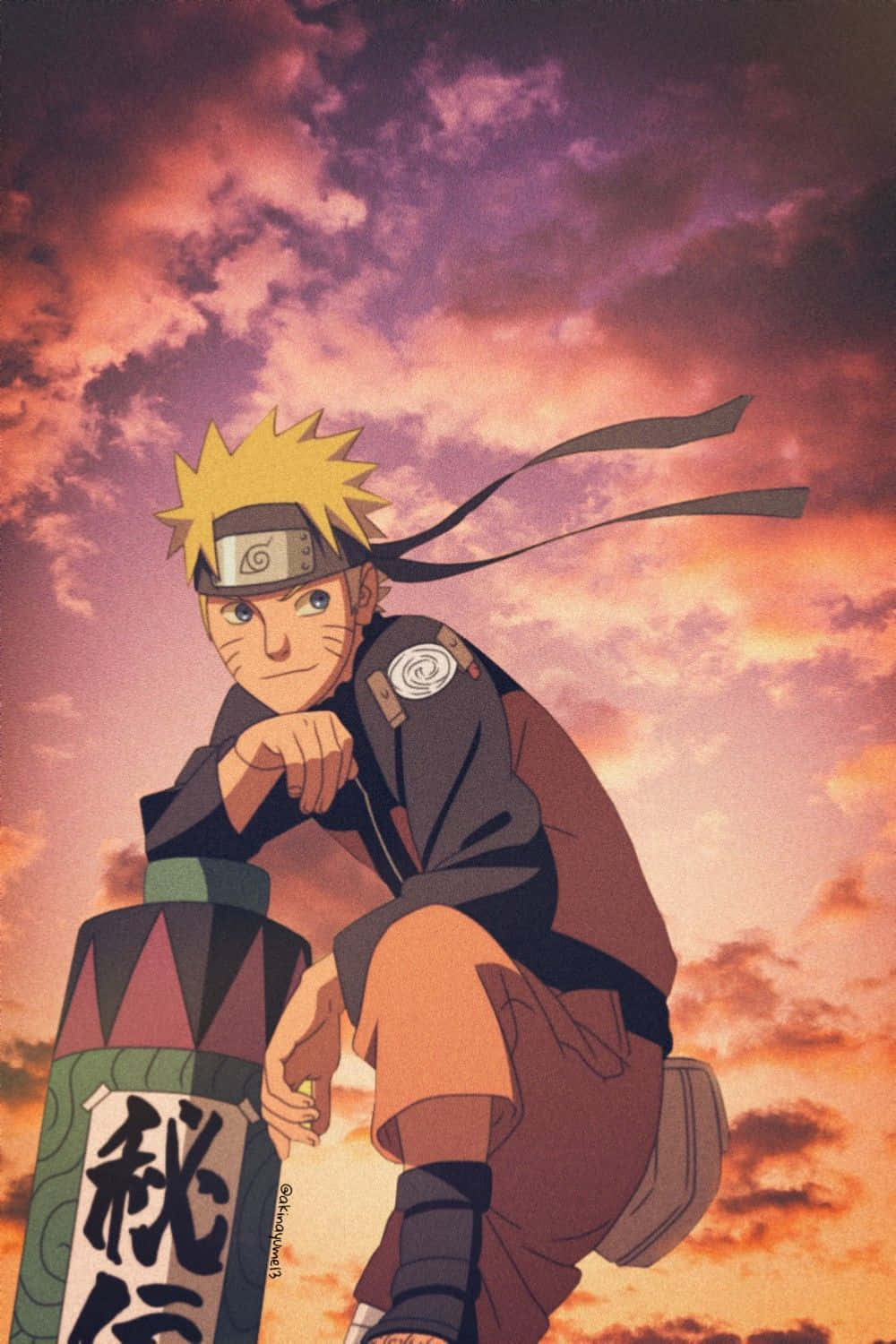 Sunset Behind Naruto Aesthetic Phone Wallpaper