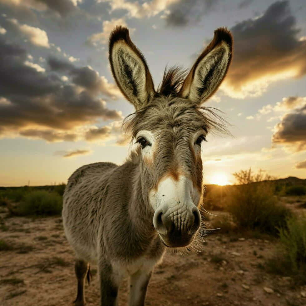 Sunset Donkey Portrait Wallpaper