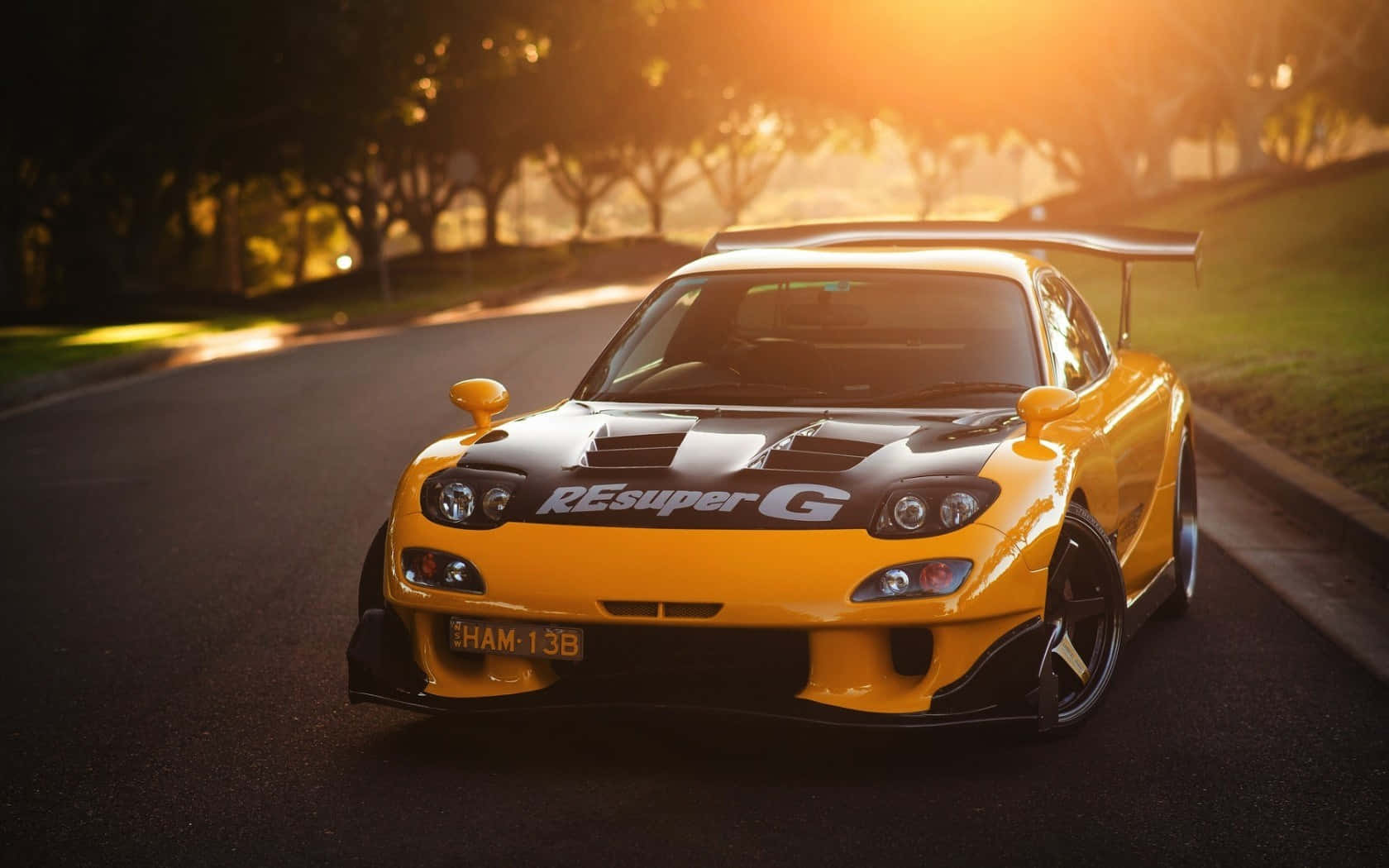 Sunset Glow Rx7 Drift Car Wallpaper