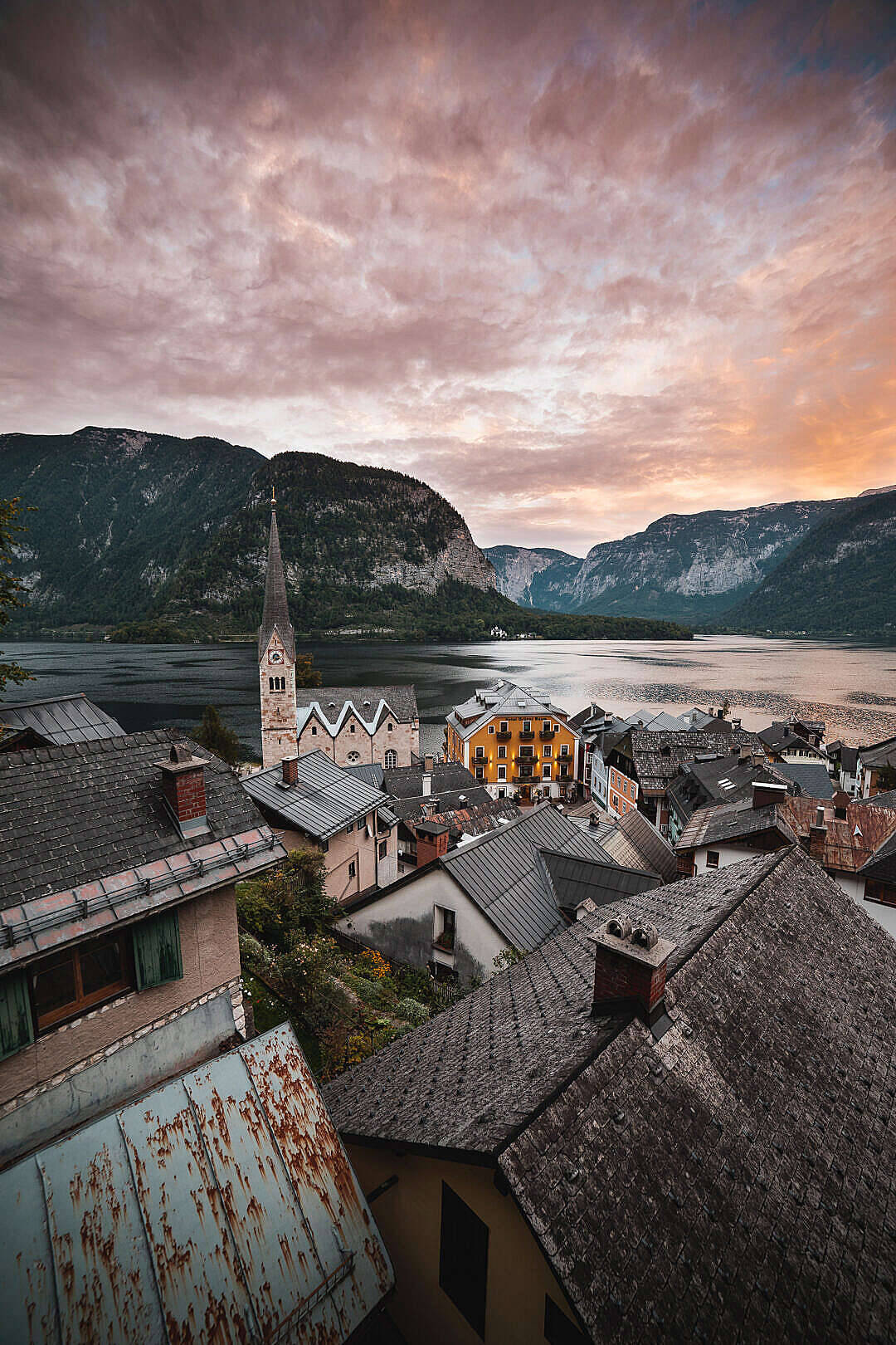 Sunset In Hallstatt Best 4k Wallpaper