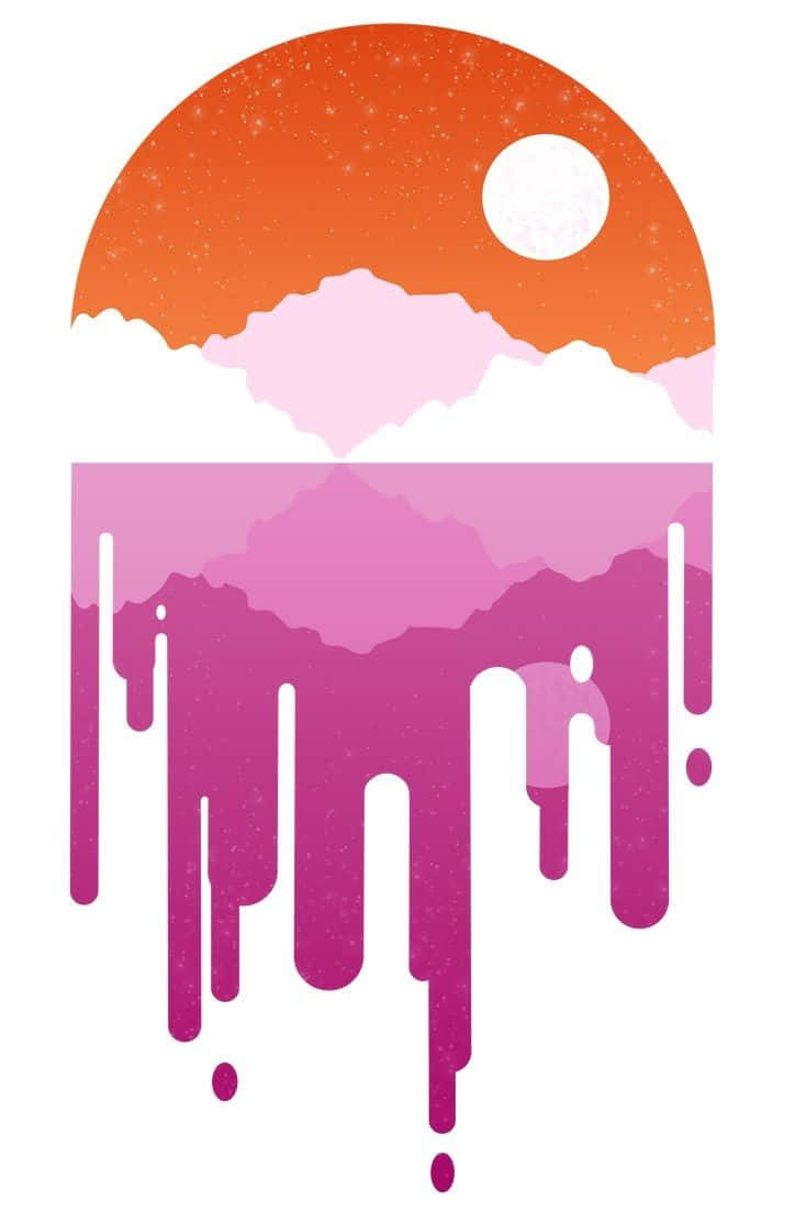 Sunset Mountain Dripping Paint Graphic Wallpaper