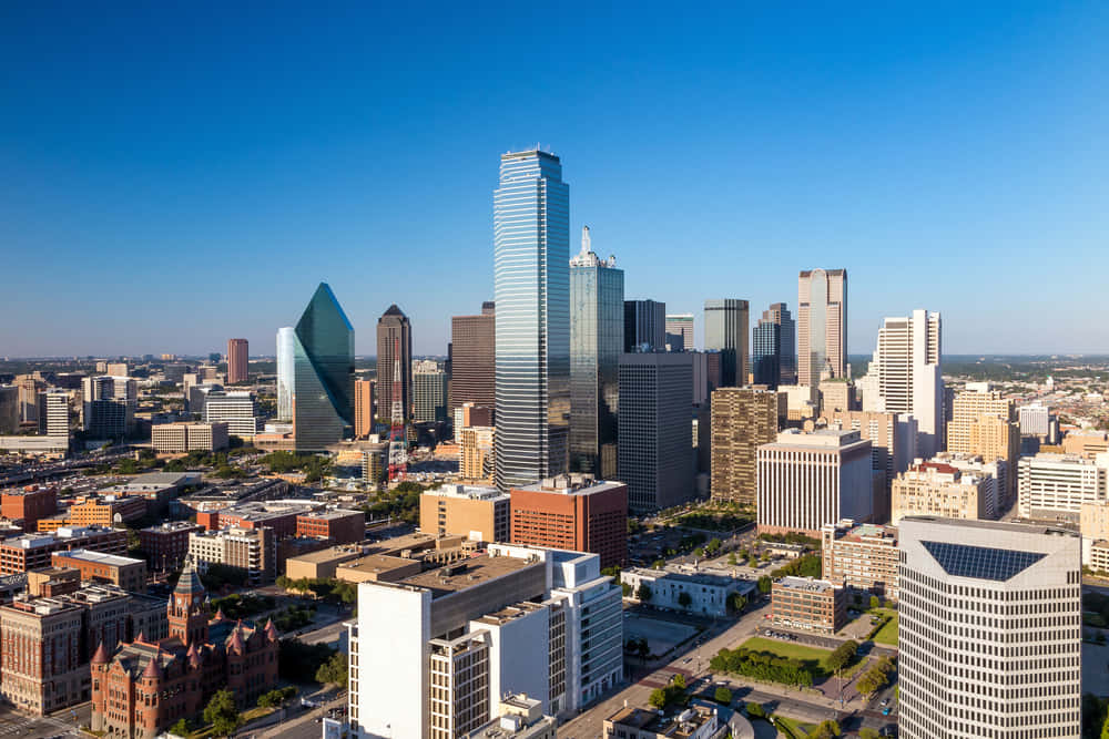 Sunset Over Dallas Skyline Wallpaper