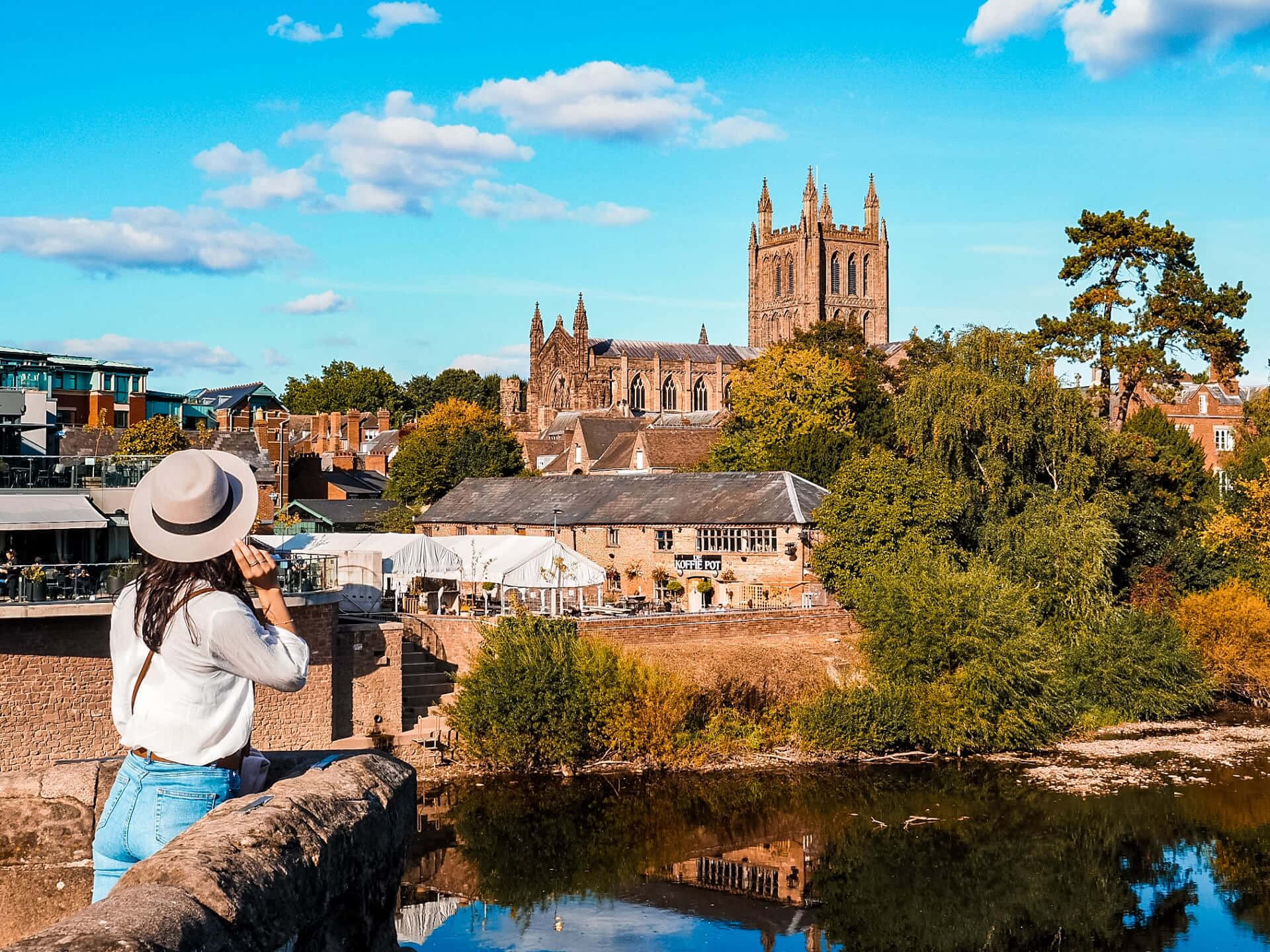 Sunset Over Hereford Cathedral, Hereford, Uk Wallpaper