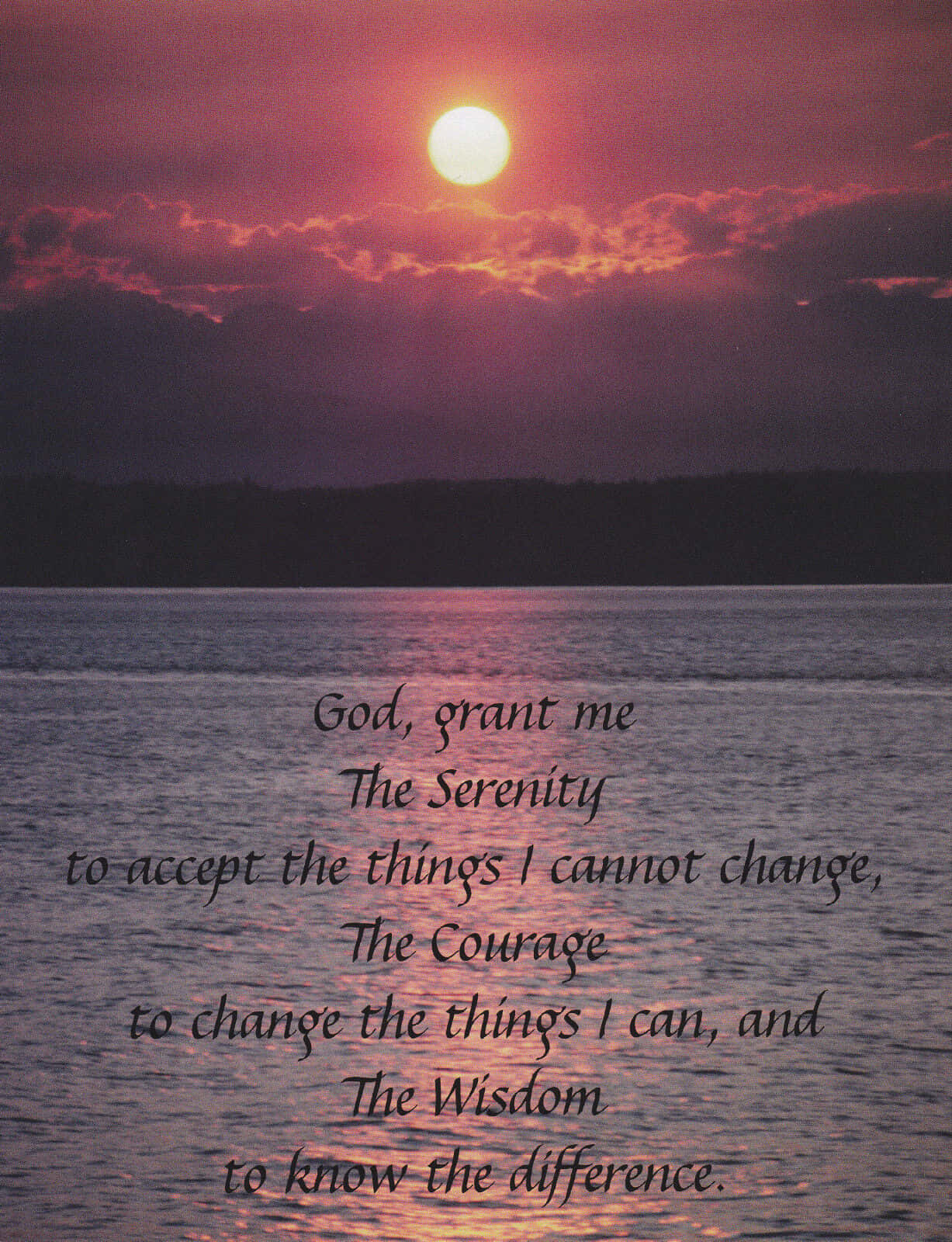 Sunset Over The Horizon Serenity Prayer Wallpaper