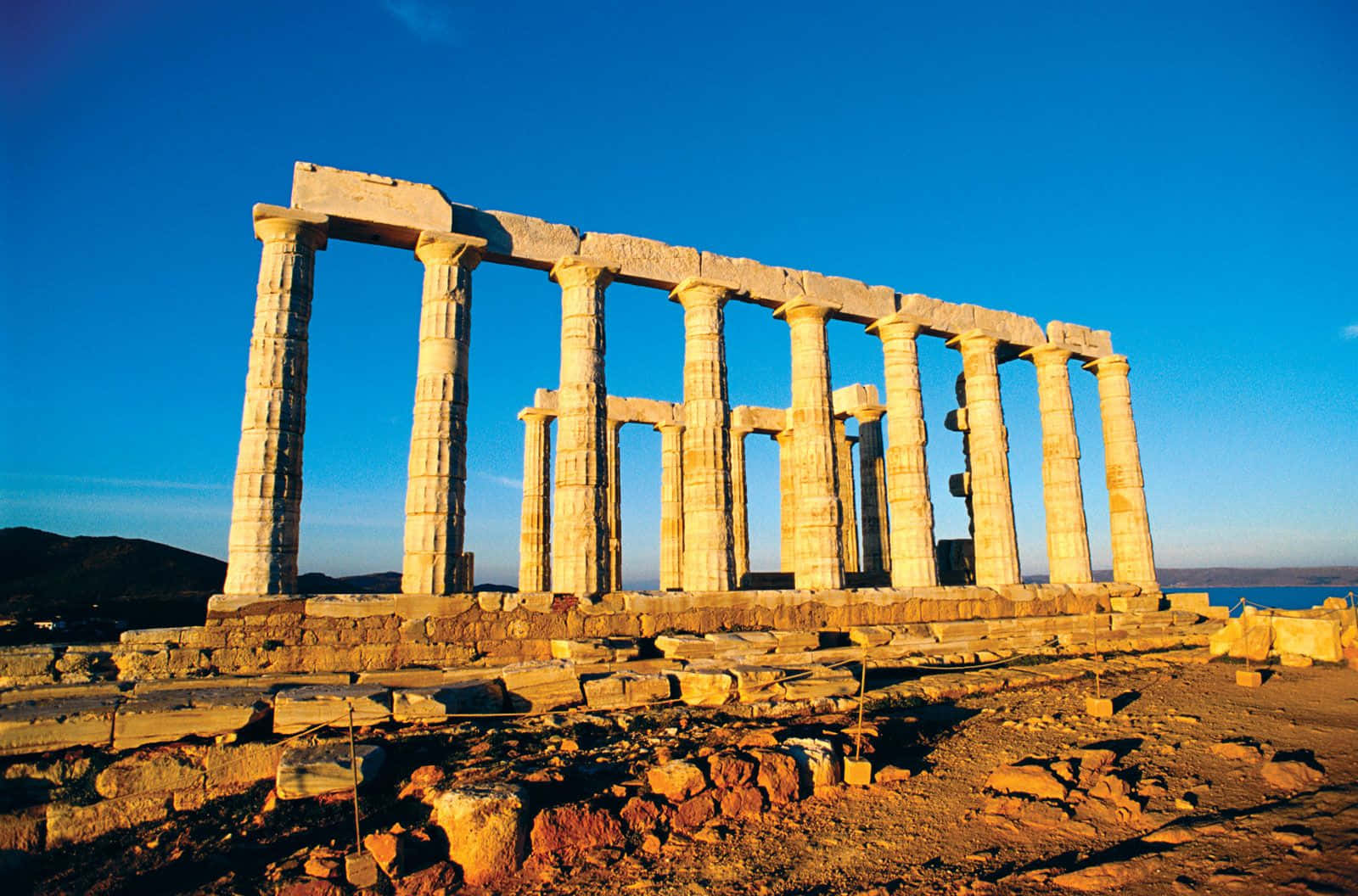 Sunset Reflection At Temple Of Poseidon Wallpaper