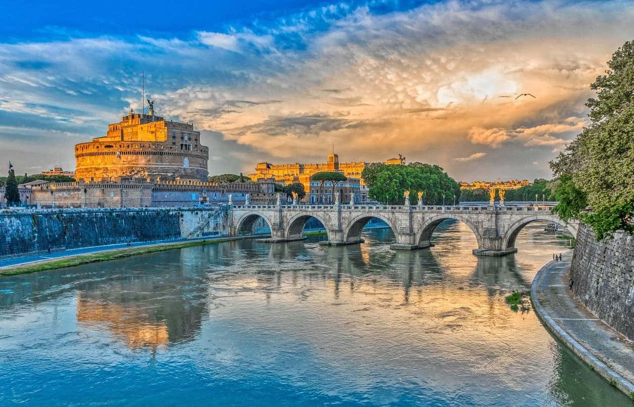 Sunset Sky At Castel Santangelo Wallpaper