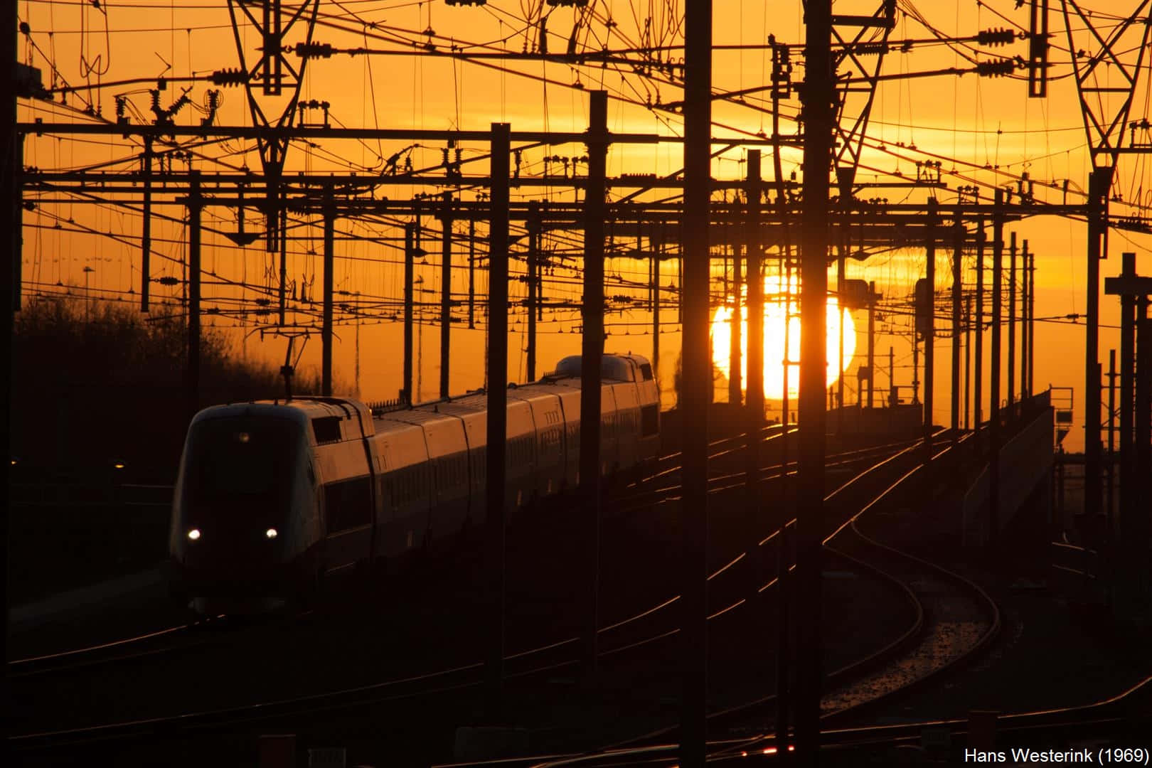 Sunset Train Silhouette Hoofddorp Wallpaper