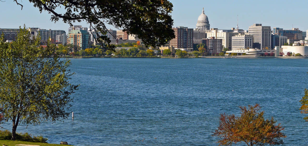 Sunset View Over Madison, Wisconsin Wallpaper