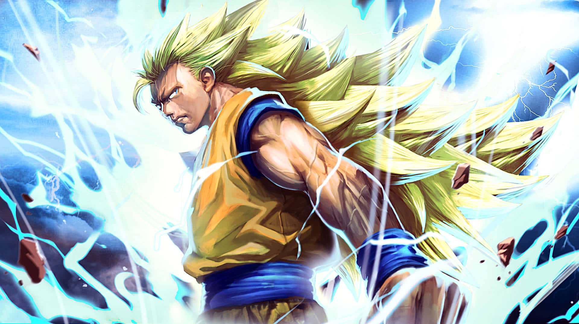 Super Saiyan 3 Goku Unleashes His Powerful Form Wallpaper