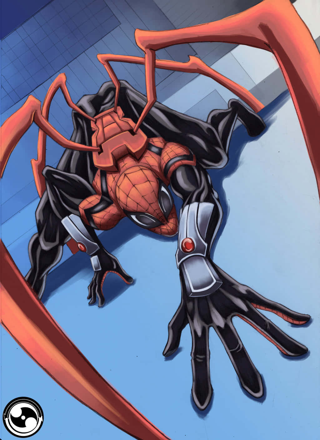 Superior Spider-man Swinging Through The City Wallpaper