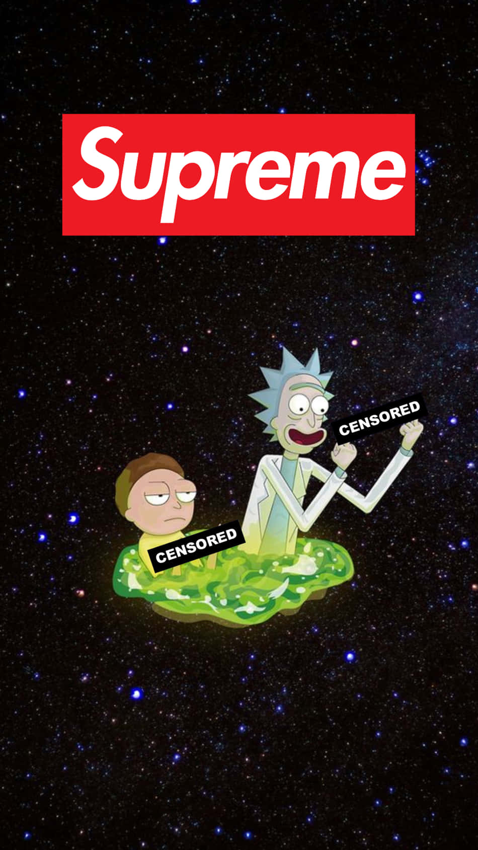 Supreme Crossover With Rick And Morty Wallpaper