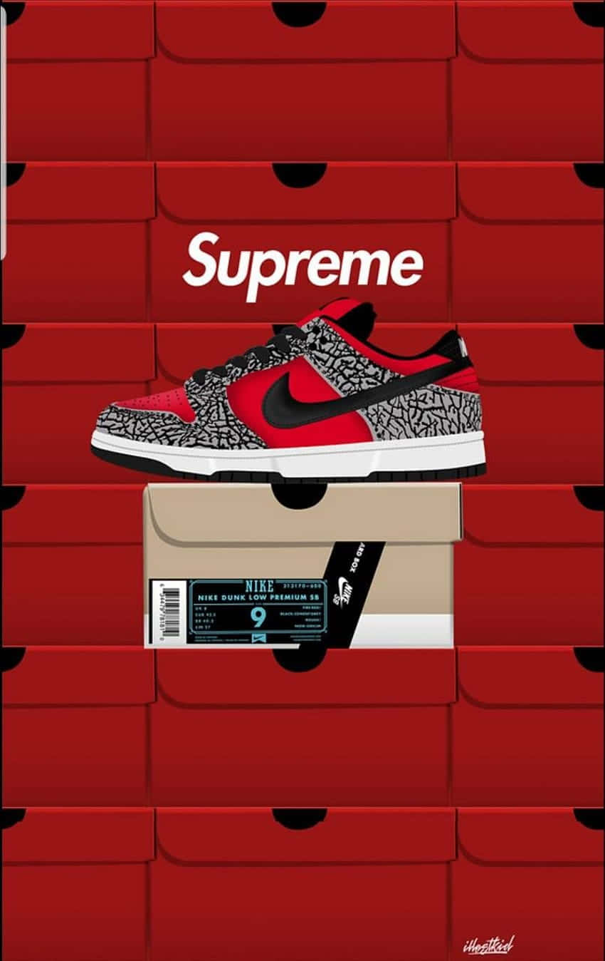 Supreme Skunk - Dunk - Red - Black - White - Black Wallpaper