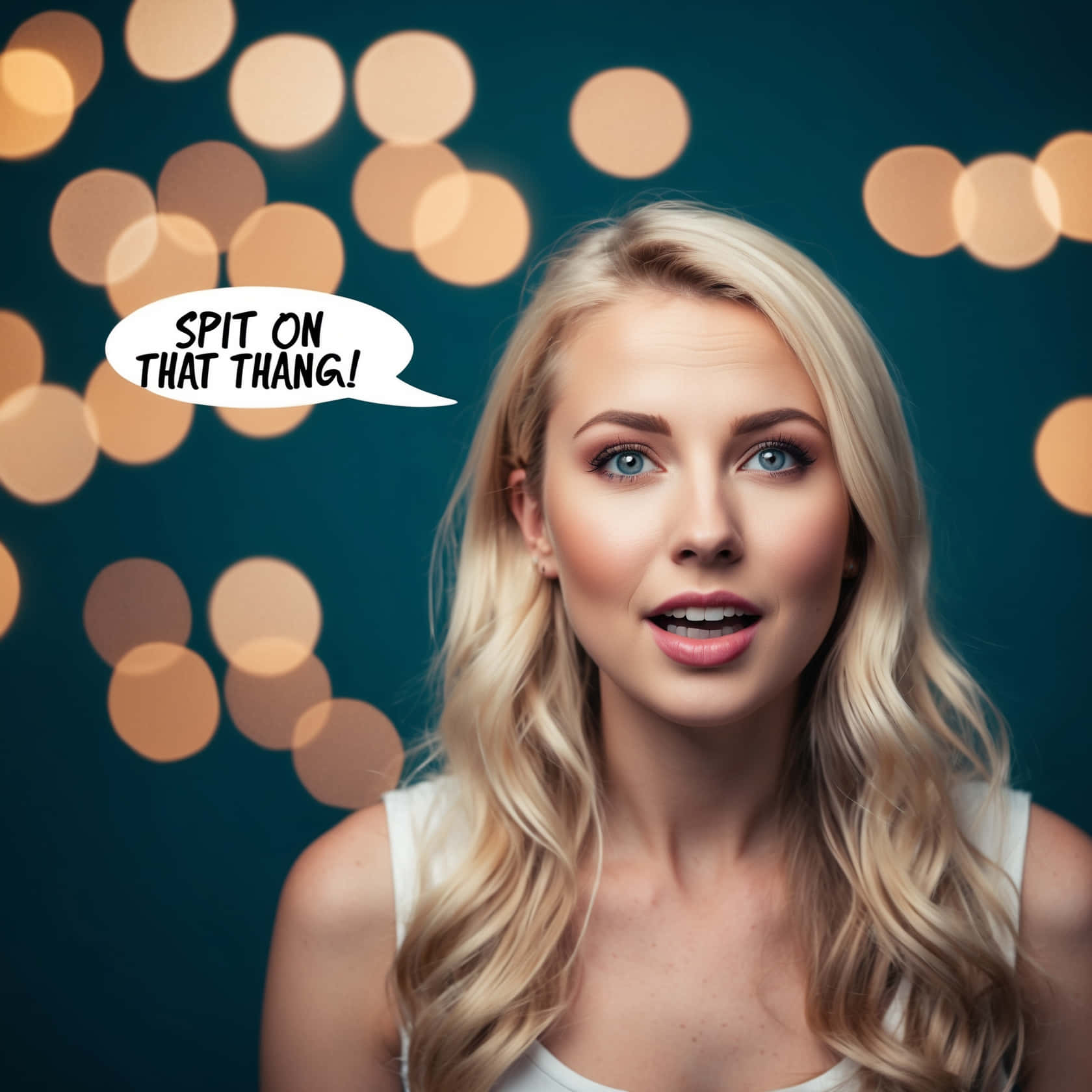 Surprised Blonde Woman Comic Caption Wallpaper