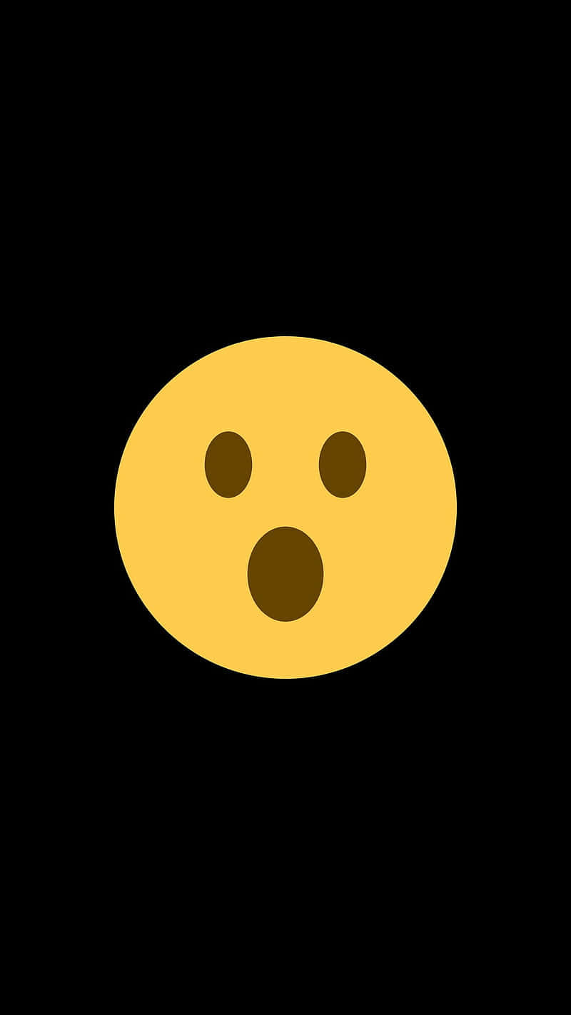 Surprised Yellow Face Emoji Black Background Wallpaper