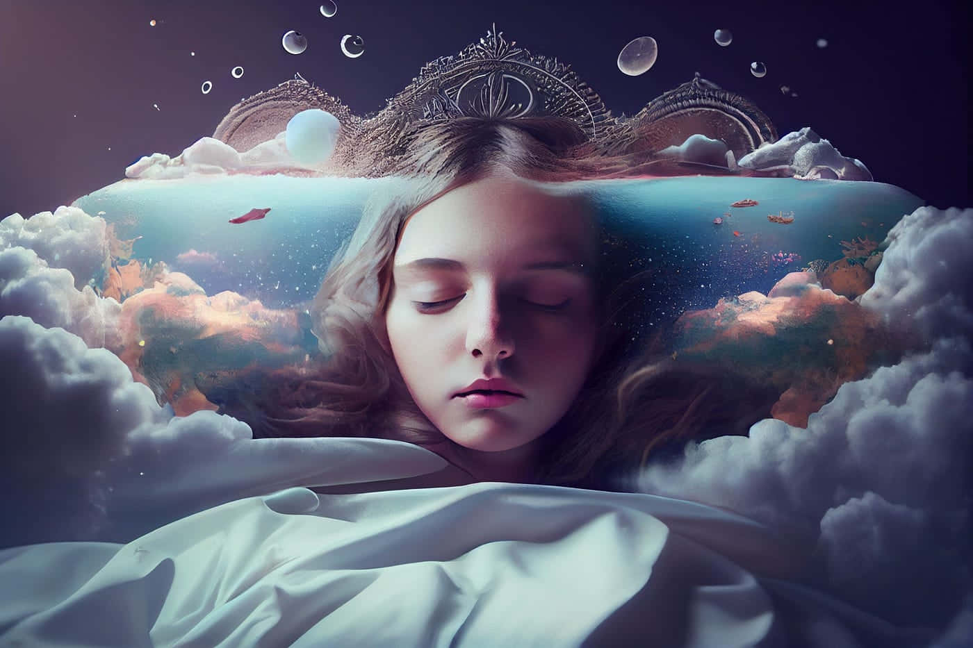 Surreal Dreamscape Girl Sleeping Wallpaper