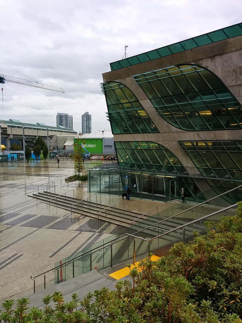 Surrey Central Library Exterior Rainy Day Wallpaper