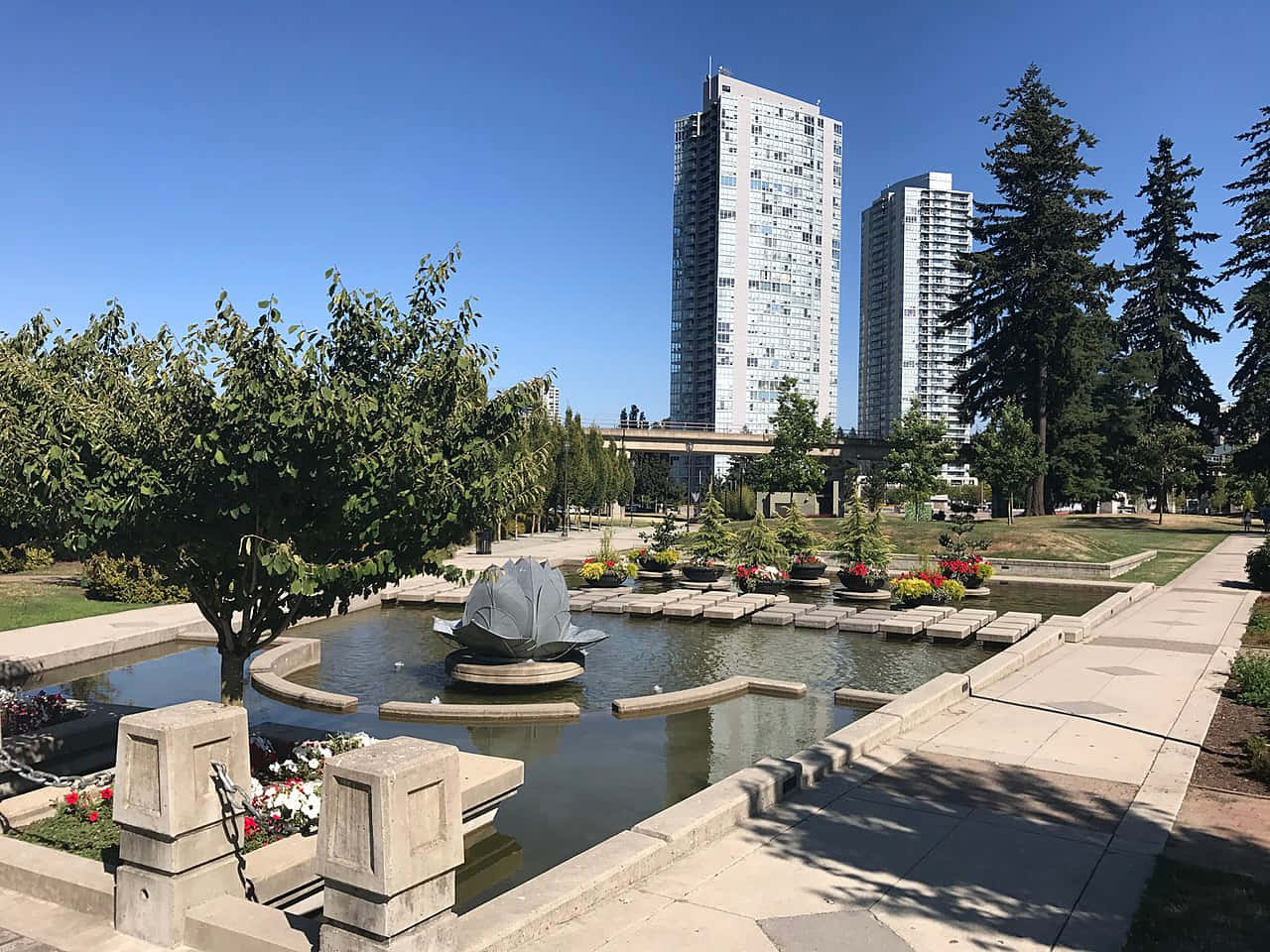 Surrey City Center Park Fountain Wallpaper