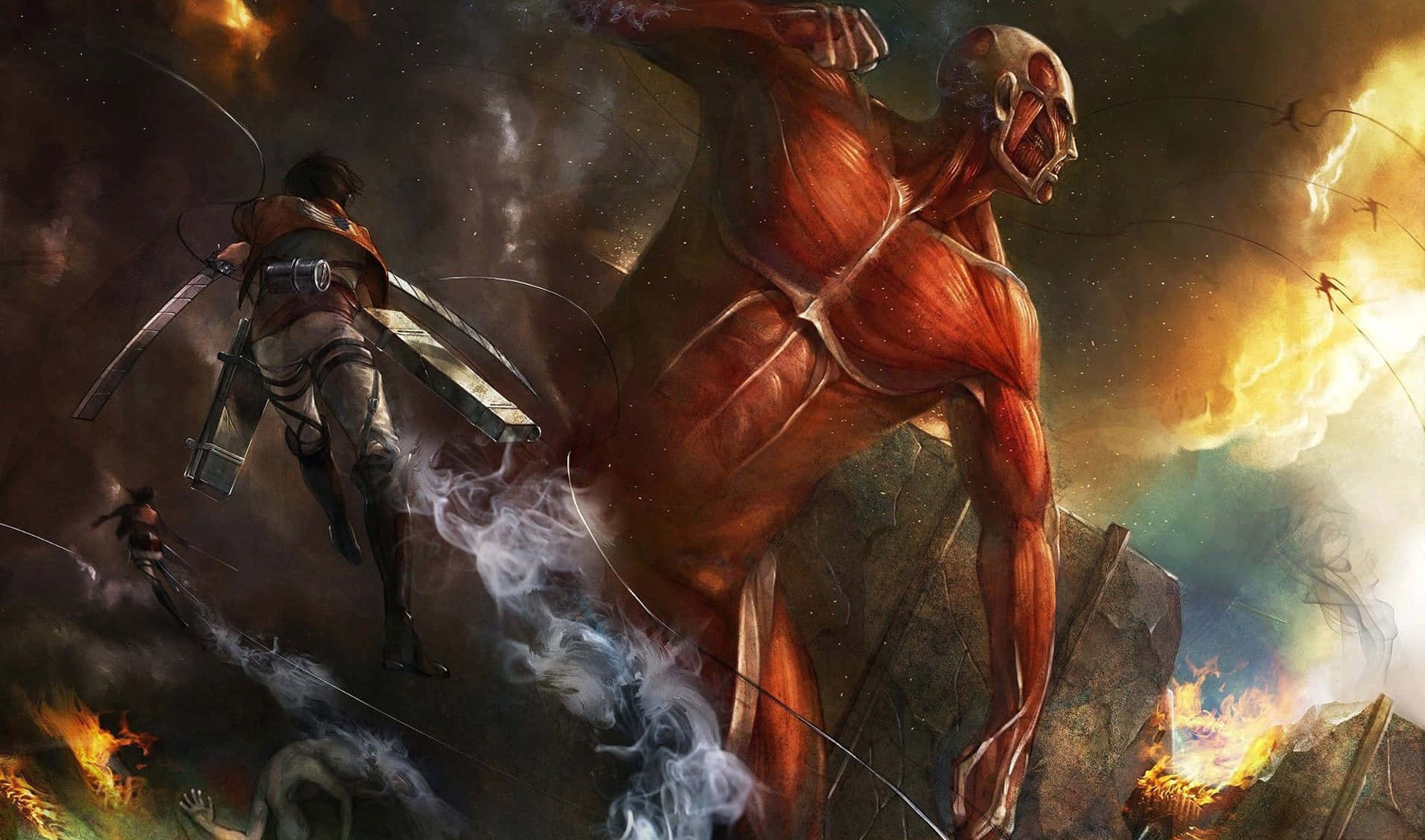 Survive The Battle In Attack On Titan Video Game Wallpaper