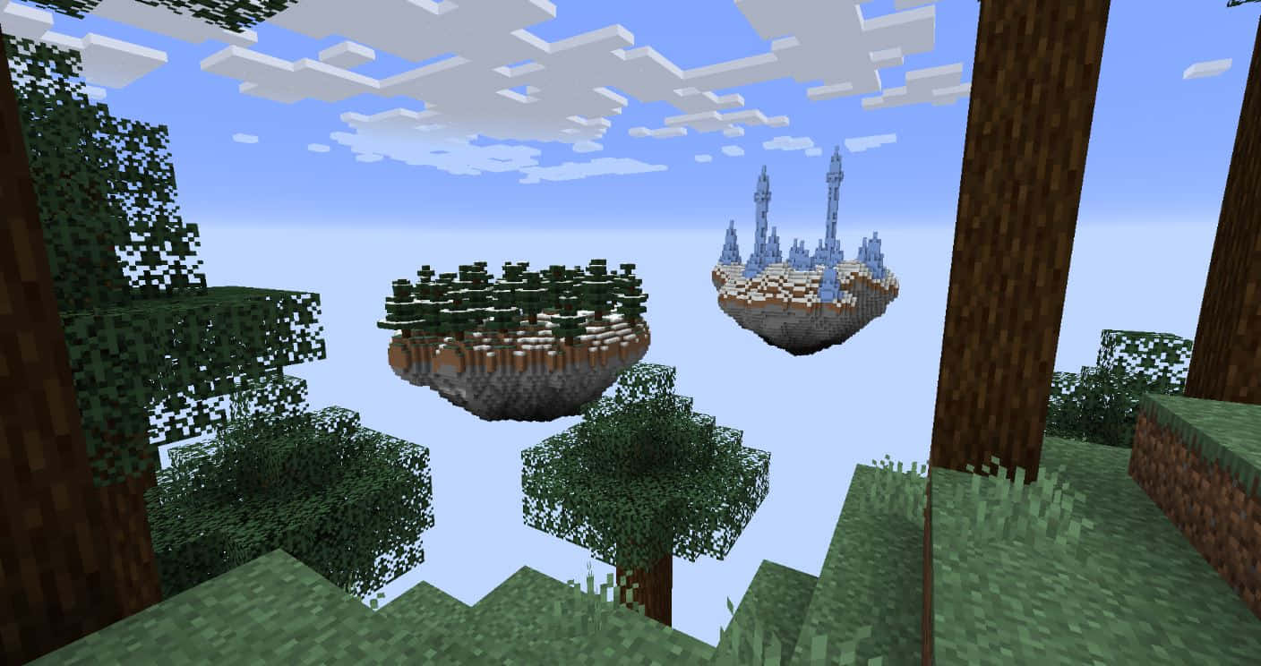 Surviving On A Floating Island In Minecraft Sky Block Wallpaper