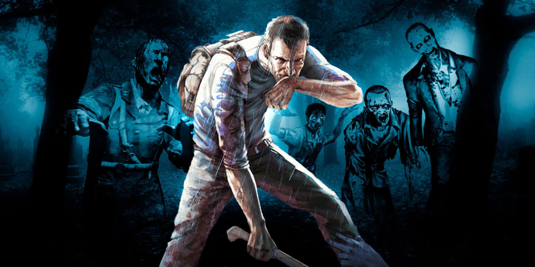 Survivor_ Facing_ Zombie_ Horde Wallpaper