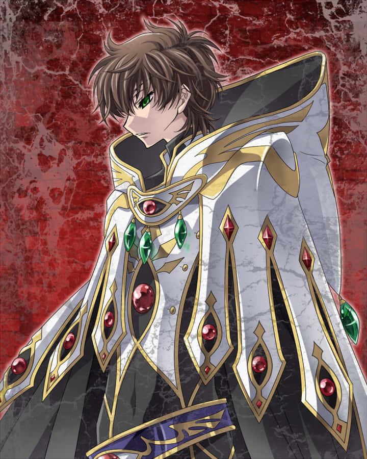 Suzaku Kururugi In Battle Uniform Standing With A Confident Smile Wallpaper