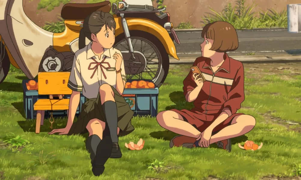 Suzumeand Souta Picnic Scene Wallpaper