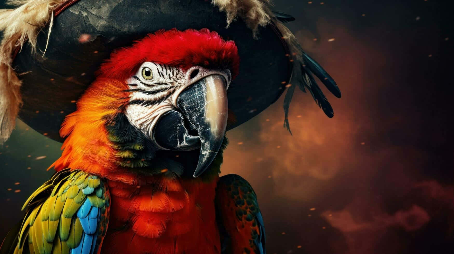 Swashbuckling Parrot Pirate Captain Wallpaper