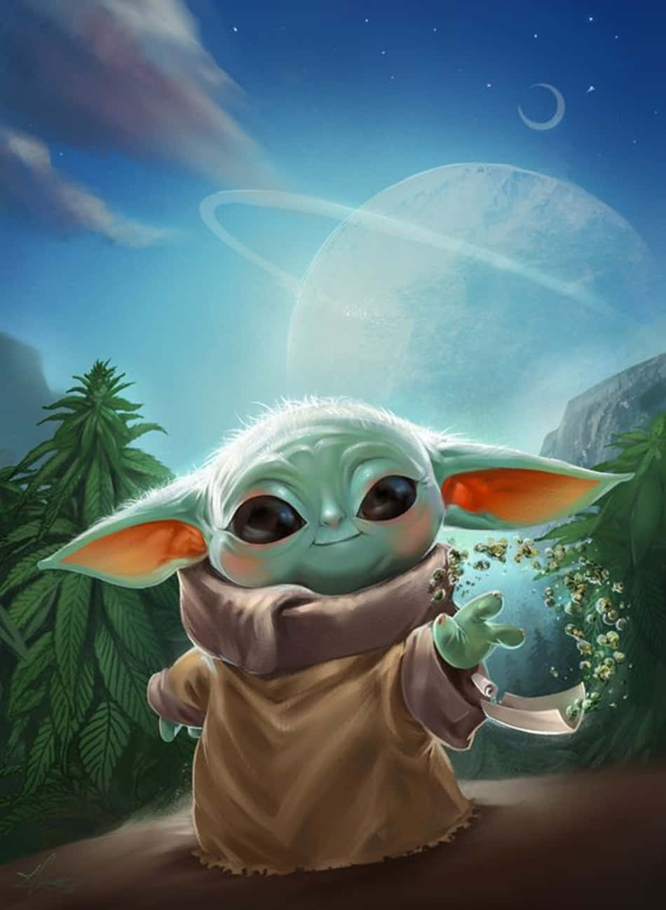 Sweet And Adorable Baby Yoda Wallpaper