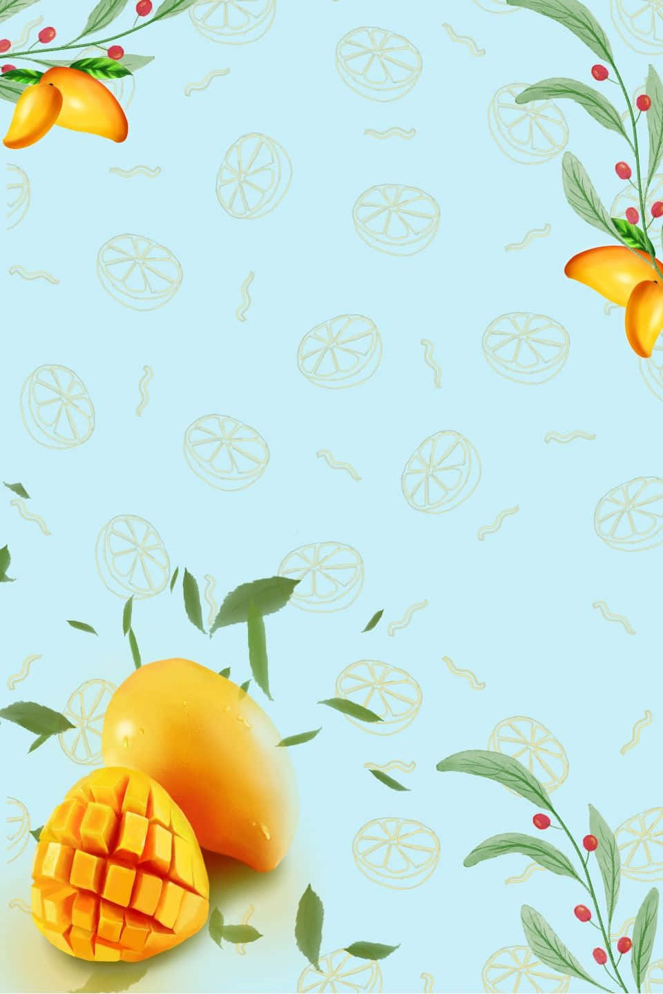 Sweet Blue Mango Treat Wallpaper