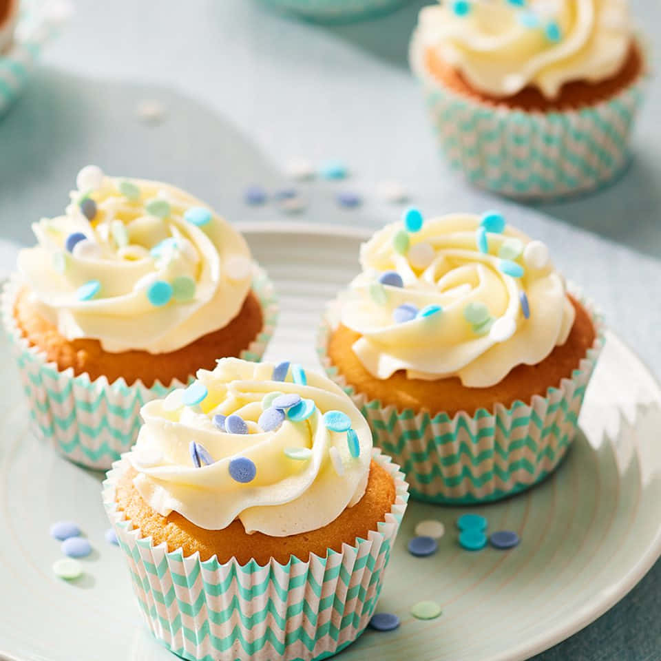 Sweet, Delicious Buttercream Decorated Cupcakes Wallpaper