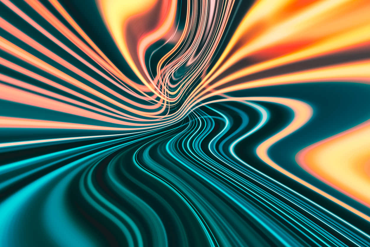 Swirls In Neon Orange And Teal Wallpaper