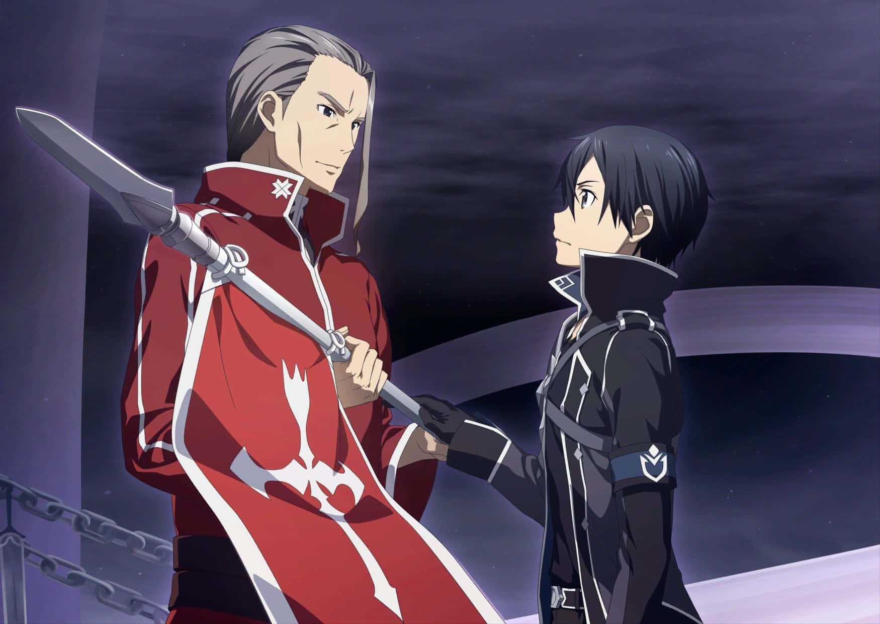 Sword Art Online Heathcliffand Kirito Standoff Wallpaper