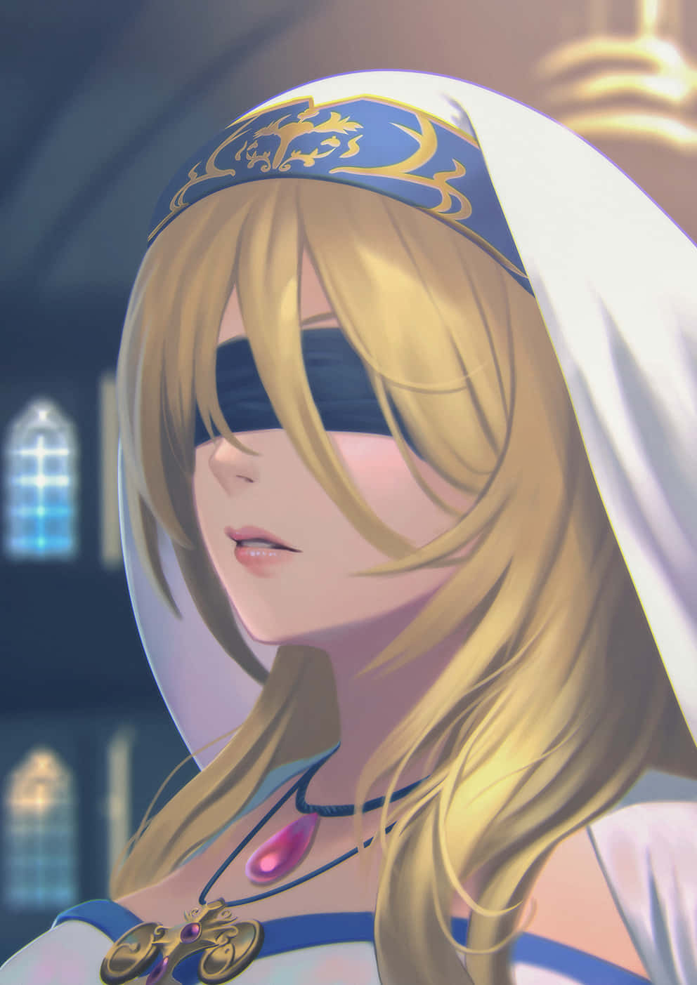 Sword Maiden Blindfolded Priestess Wallpaper