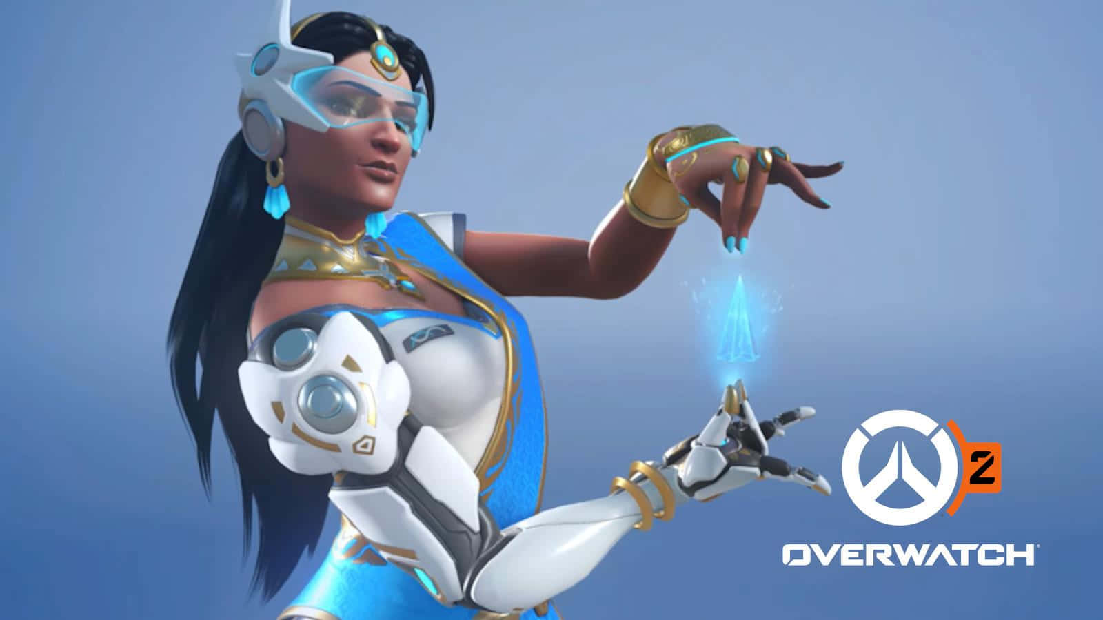 Symmetra Manipulates Energy In Overwatch Battle Wallpaper