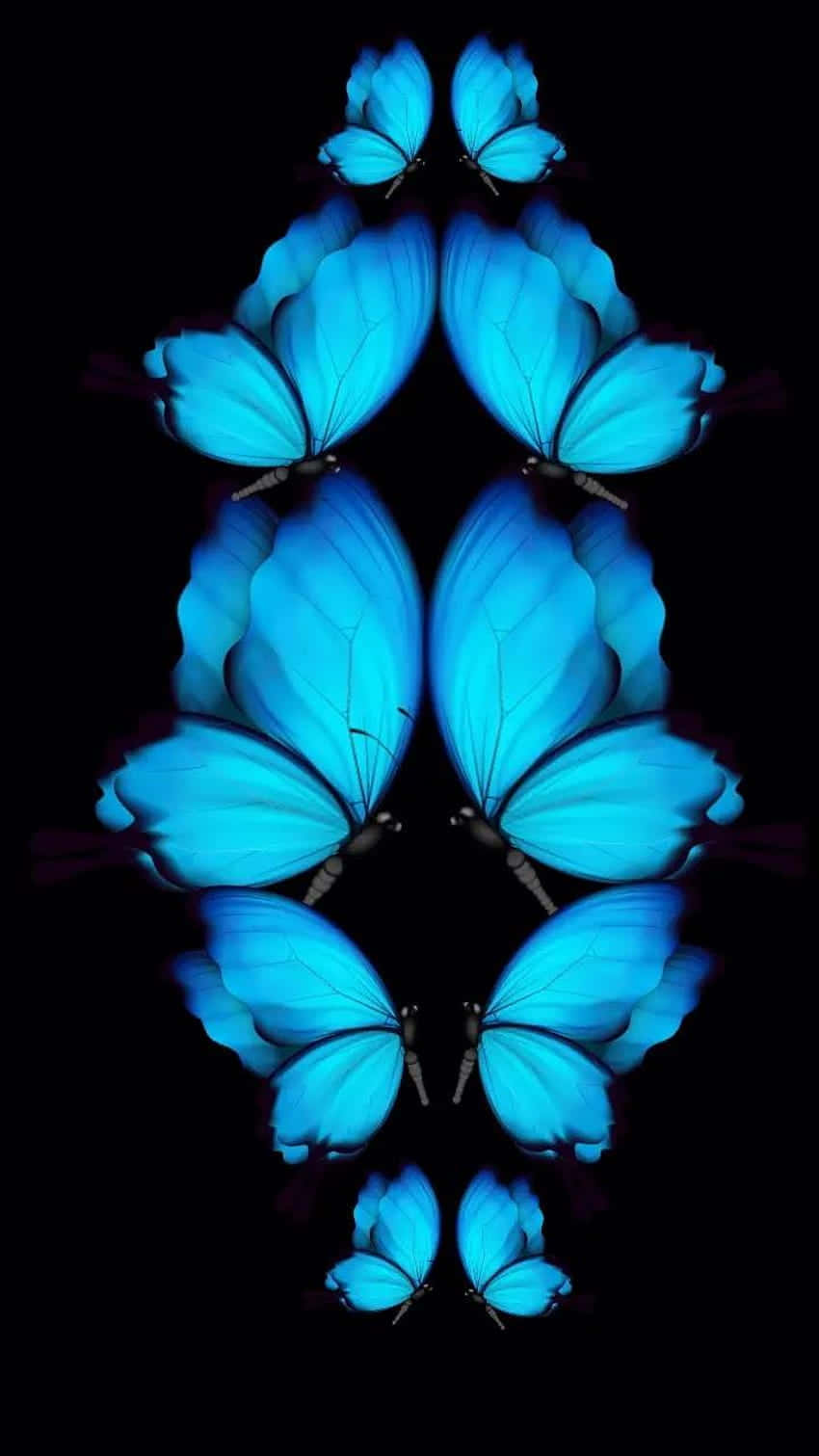 Symmetrical Blue Butterflies Art Wallpaper