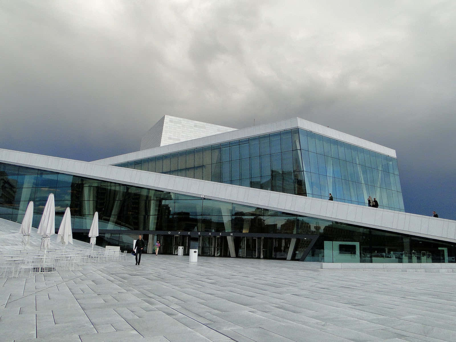 Tables Outside Oslo Opera House Wallpaper