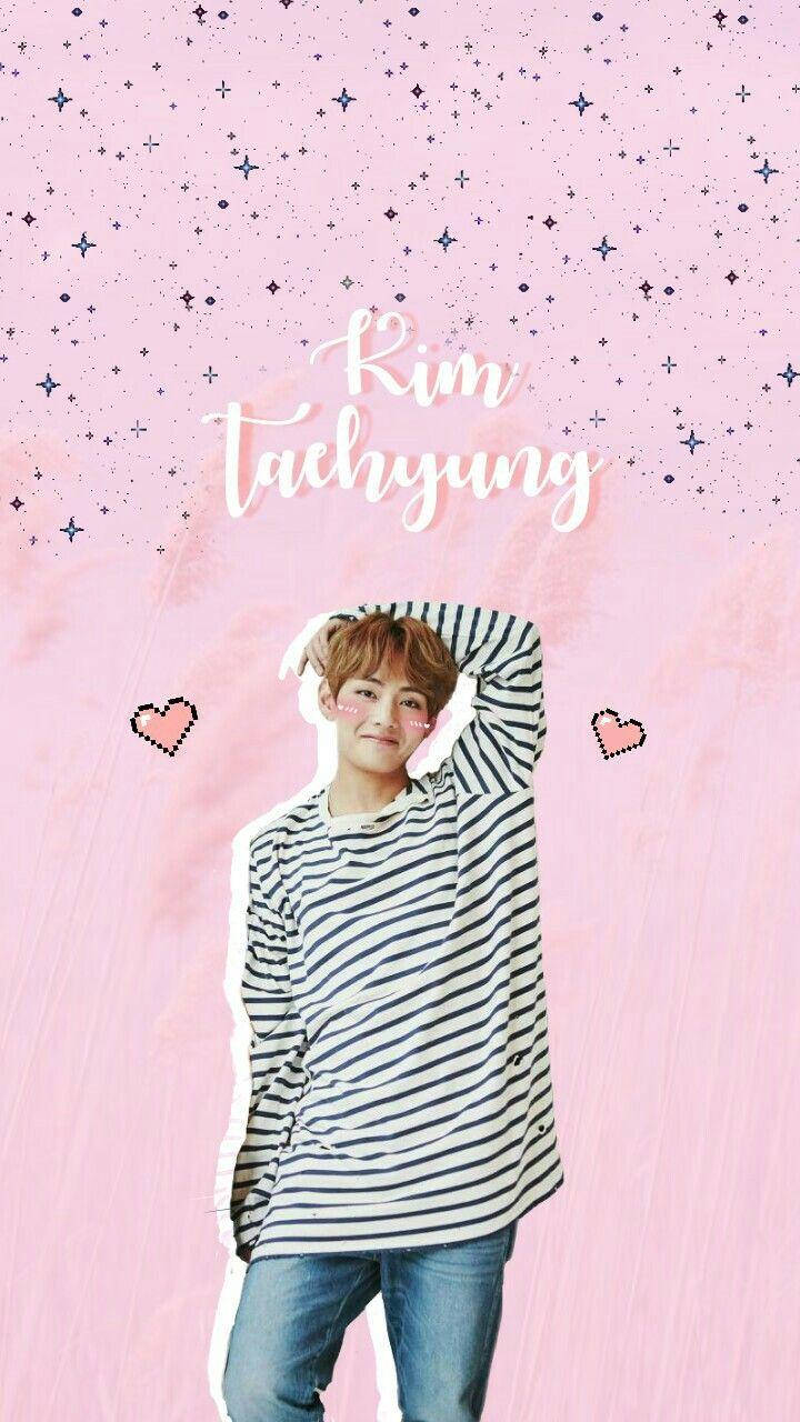 Taehyung Cute Wearing A Stripped Shirt Wallpaper