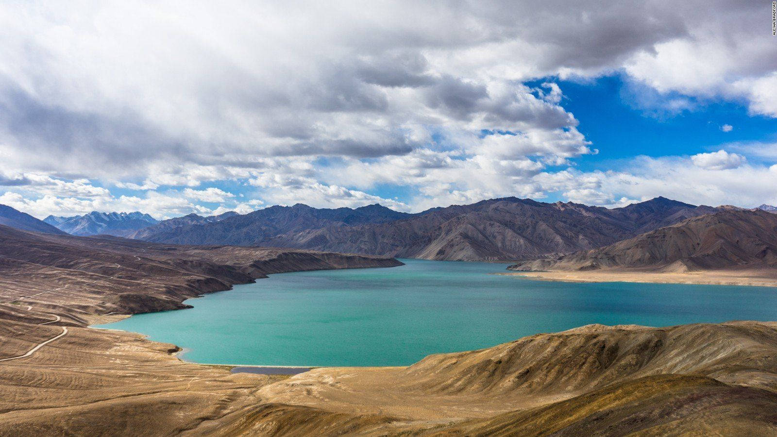 Tajikistan Green Lake And Mountains Wallpaper