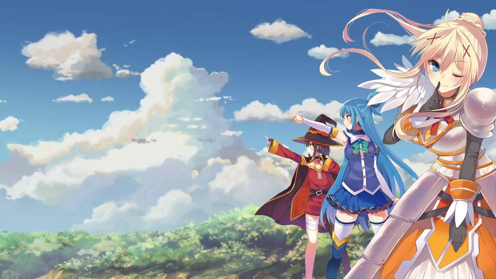 Take A Break And Enjoy The Beauty Of The Konosuba Cloudy Sky Wallpaper