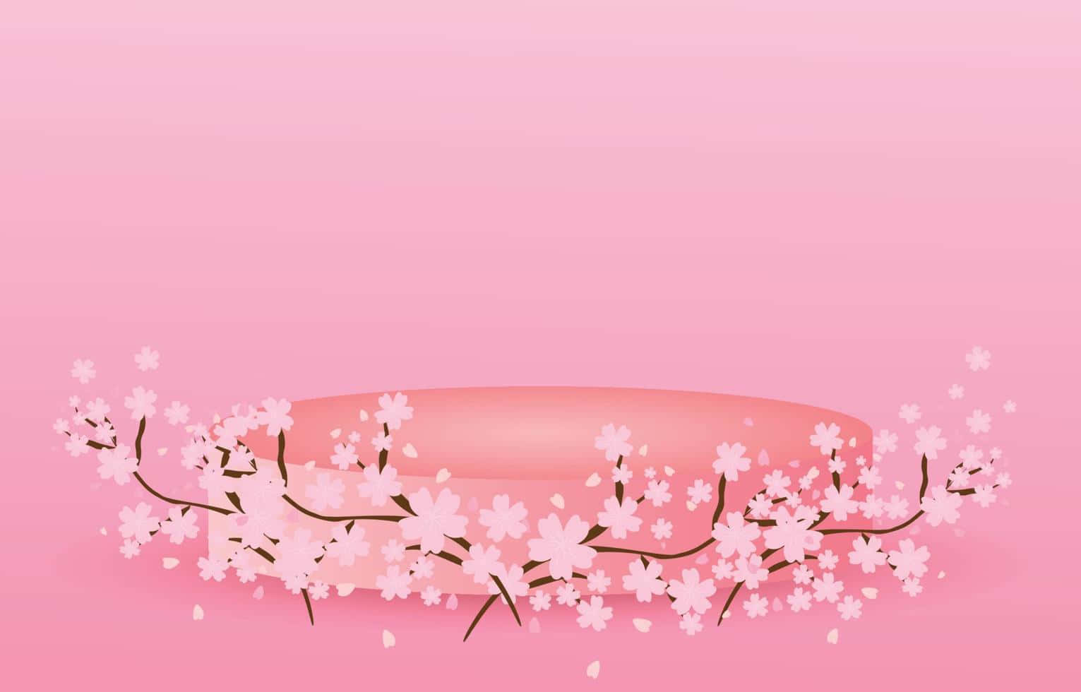 Take A Break And Enjoy The View Of The Japanese Sakura Season With A Computer Backdrop Wallpaper