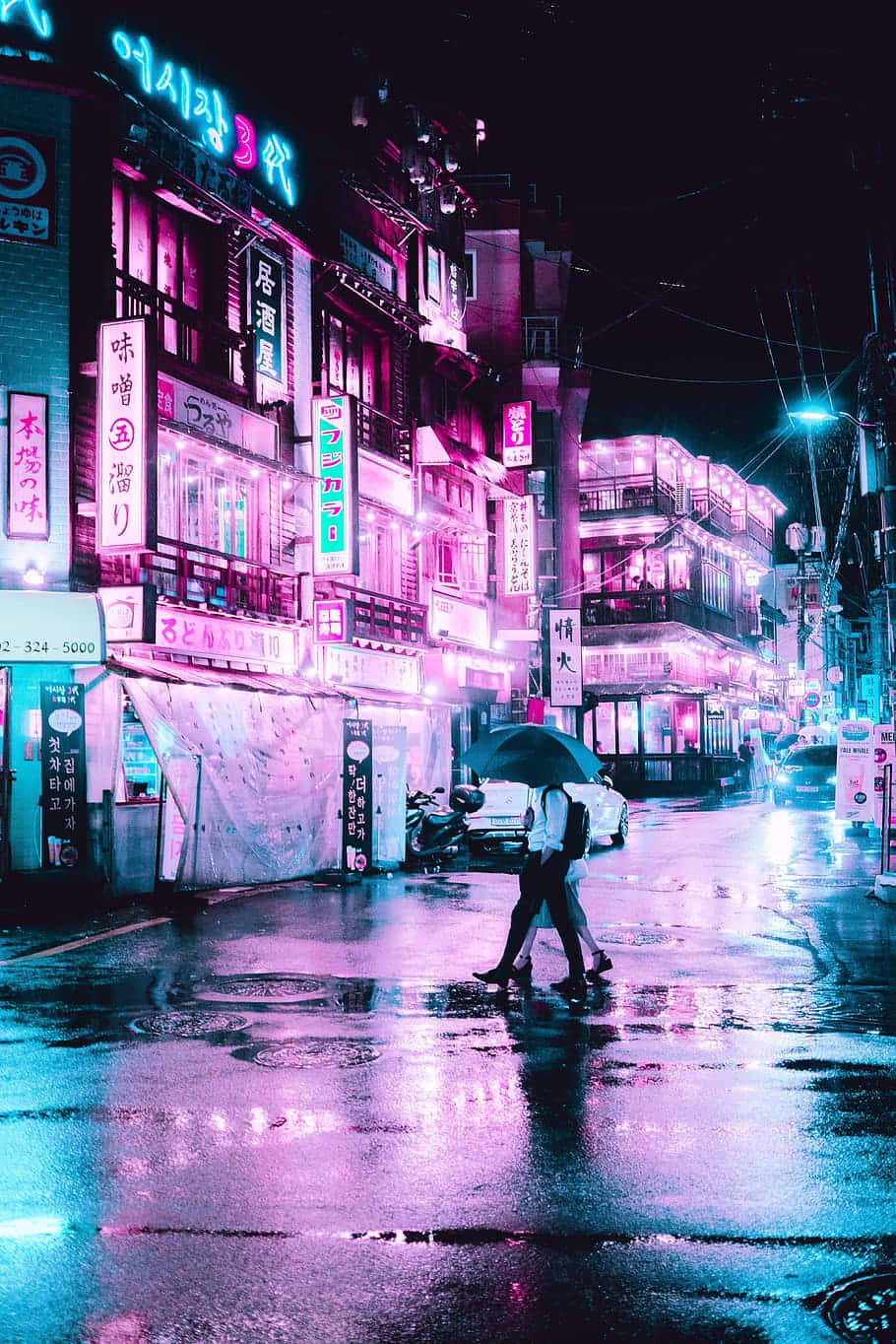 Take A Virtual Stroll Through The Pastel Neon Streets Of This Futuristic City. Wallpaper