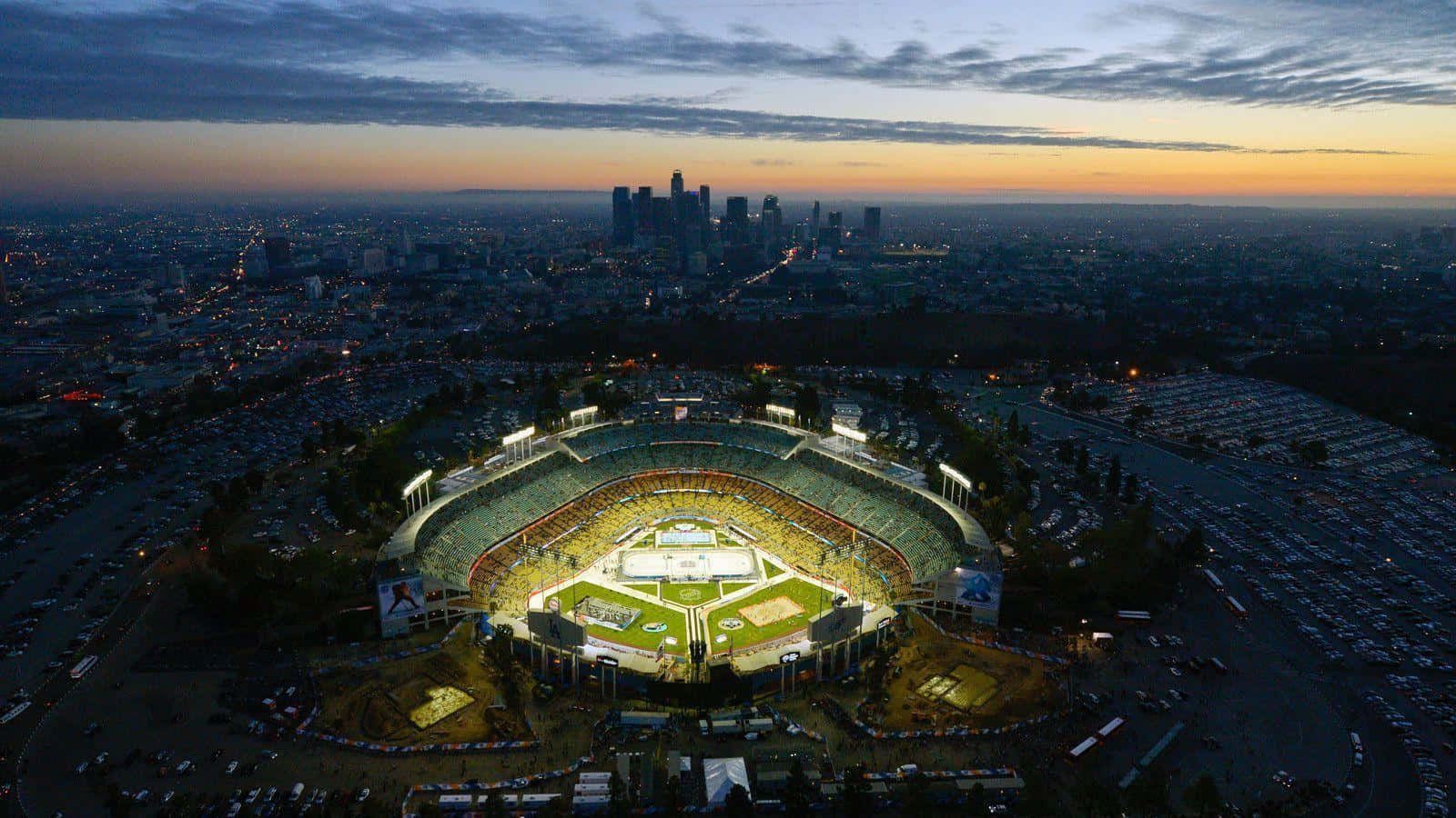 Take In The City And The Field From The Stands At Dodger Stadium Wallpaper