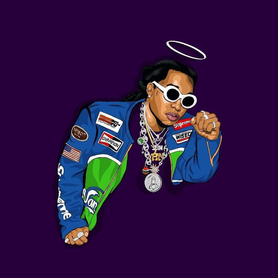 Takeoff Kirsnick Khari Ball Cartoon Rappers Wallpaper