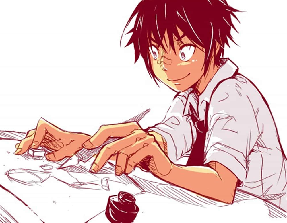 Talented Mangaka Moritaka Mashiro - Artistic Reality Of Bakuman Wallpaper