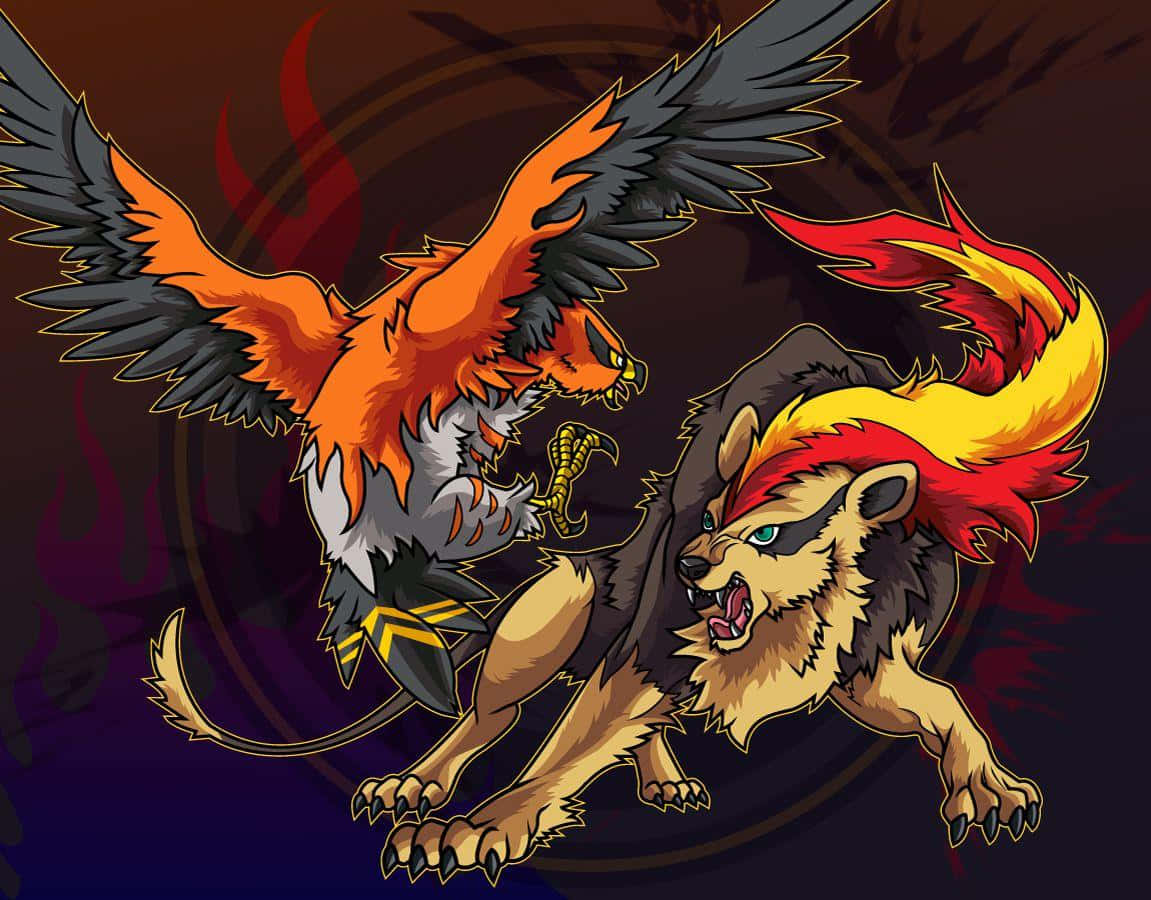 Talonflame_and_ Pyroar_ Artwork Wallpaper