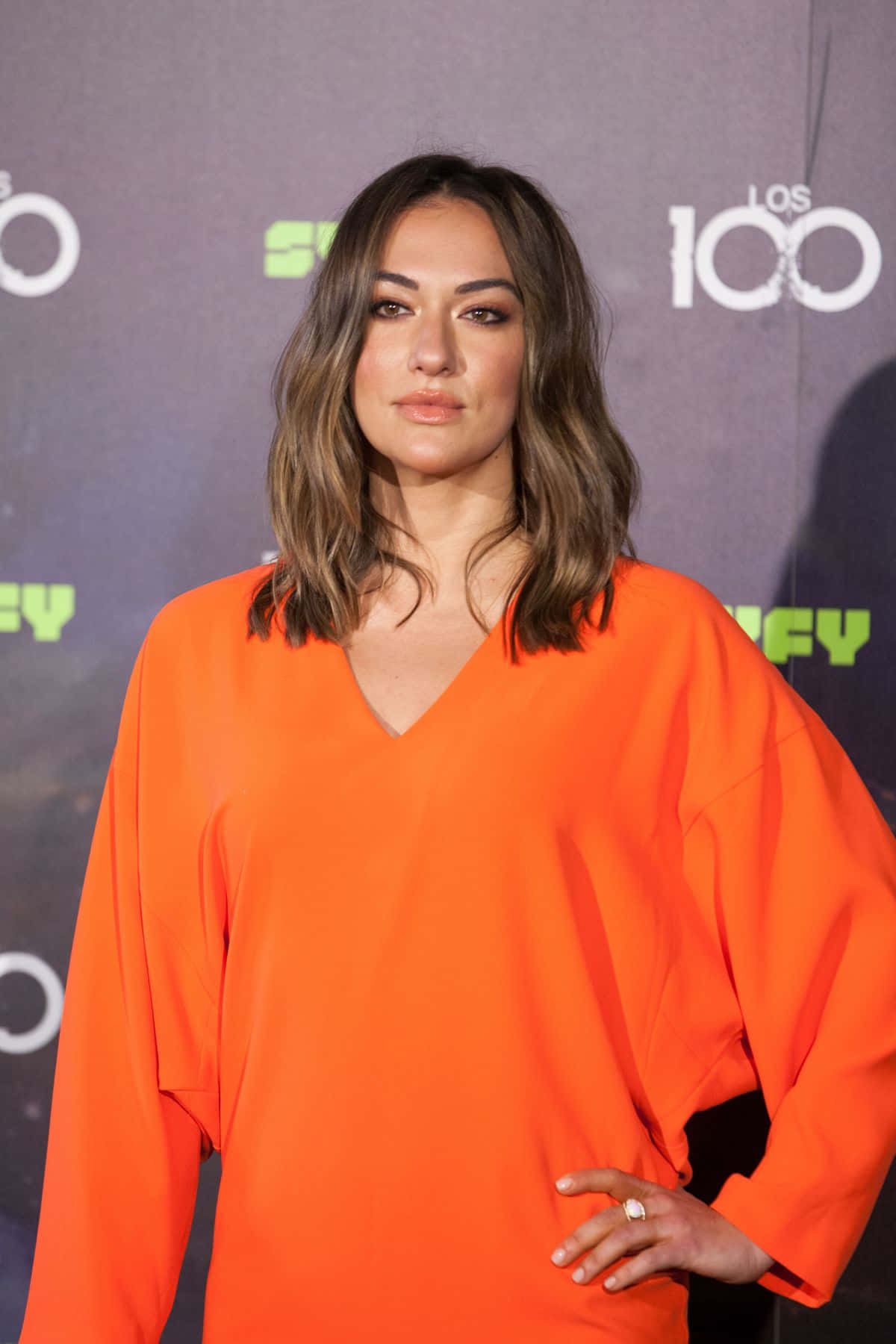 Tasya Teles Orange Dress Event Wallpaper