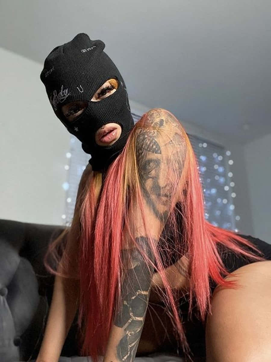 Tattooed Black Ski Mask Girl Wallpaper