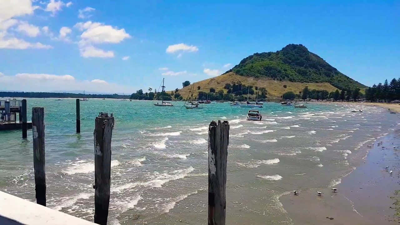 Tauranga Coastline With Mount Maunganui Wallpaper